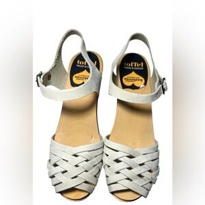 Swedish Hasbeens White Leather Sandals 38/8